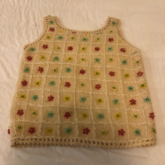 Vintage wool beaded floral vest EUC - Picture 4 of 9